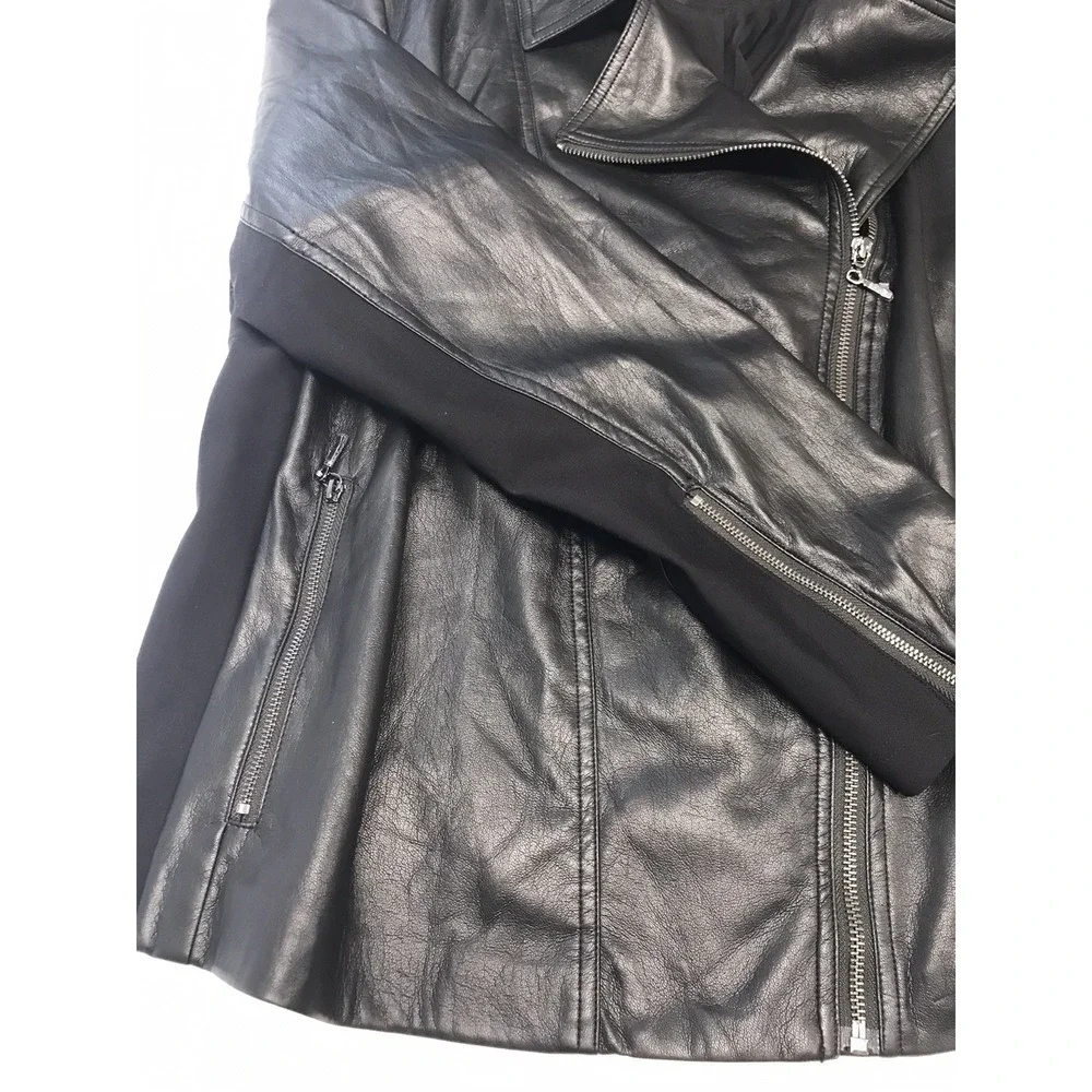 Chicos Jacket Womens Extra Large 3 Black Faux Leather Vegan Asymmetrical Moto